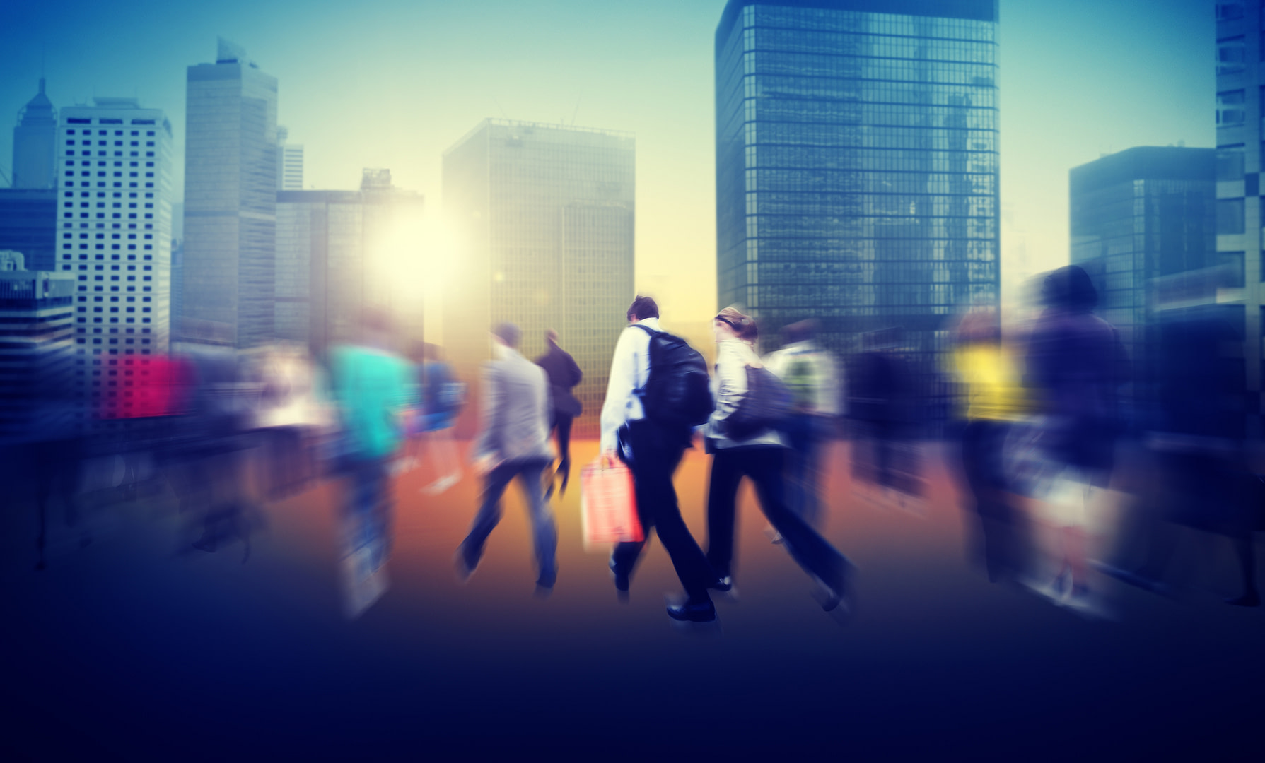 People walking in busy city portraying mundane everyday life