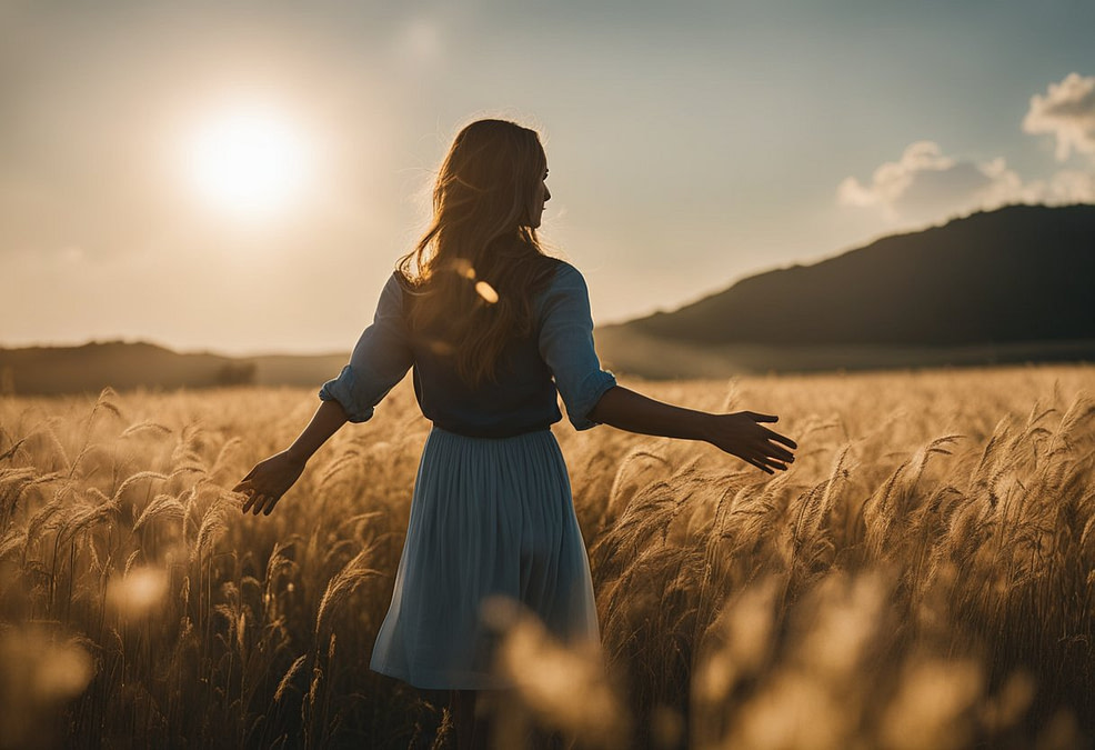 Embracing Authenticity Woman in field representing her embracing authenticity
