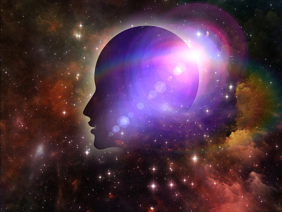Beyond the Mind silhouette of head in space looking background - creating space for a soul-aligned life